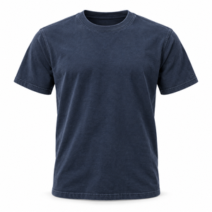 เสื้อยืดวินเทจสีน้ำเงินเข้ม 255gsm ผ้าคอตตอนหวีเนื้อหนัก คอกลม ทรงแอธเลติก - Product Image 1