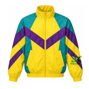 Chaqueta Cortavientos Ligera de Poliéster con Bloques de Color Estilo Y2K Vantex para Mujer, Chaqueta Deportiva Retro con Cierre de Cremallera, Cuello Alto y Logotipo - Product Image 1