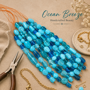 Perles en verre turquoise décoratives, formes et tailles variées, en vrac, pour bracelets, colliers, bracelets de cheville, boucles d'oreilles et créations artistiques DIY - Product Image 5