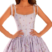 Robe Courte d'Été Imprimée Sans Manches et Dos Nu pour Femme, Tendance Actuelle, Polyvalente, Décontractée, Style Plage, Vente en Gros