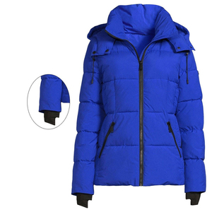 Veste matelassée de style bulle bleu royal pour femmes PRIMEFIELD ENTERPRISES, tissu à mémoire de forme, rembourrage en polyester, manches longues, fermeture éclair - Product Image 2