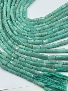 Perles tubulaires facettées en amazonite bleue naturelle, 5x13mm à 5x15mm, brin de 14 pouces, perles de pierres précieuses en vrac pour la vente en gros de bijoux en Chine - Product Image 2