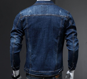 Veste en jean unisexe haut de gamme respirante avec patchwork, capuche, style streetwear, doublure en fausse fourrure bleue pour l'hiver - Product Image 1