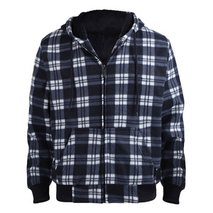 Unisex Faux Fur Flannel Hoodie Jacket Autumn Warm Coat Solid Zip-up Sherpa Hood Fleece Lined 100% Cotton Casual Knitted Front - Product Image 4