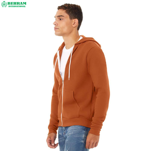เสื้อฮู้ดซิปสีดำล้วน แบบเรียบ ยูนิเซ็กซ์ คุณภาพสูง สวมใส่สบาย ทรงปกติ สำหรับฤดูหนาว สี 350 GSM เสื้อฮู้ดซิปแบบสวม - Product Image 4