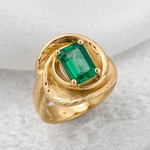 9K Solid <b>Gold</b> Organic Emerald <b>Ring</b> Bezel Set Natural Emerald Statement <b>Ring</b> Fine Jewelry Custom OEM Manufacturer - Product Image 6