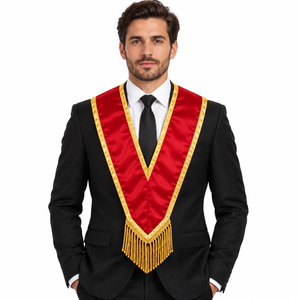 Écharpe Maçonnique Personnalisée de l'Arche Royale en Satin Blanc, Régalia Cérémonielle avec Bordure Dorée Brodé et Franges, Écharpe de Présentation pour Loge - Product Image 5