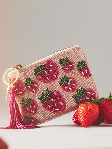 Luxury Hand Beaded Coin Purse Embroidery Zipper Wallet Eco-friendly Lightweight Cotton Canvas Decorative <b>Mini</b> <b>Pouch</b> Cash Holder - Product Image 5