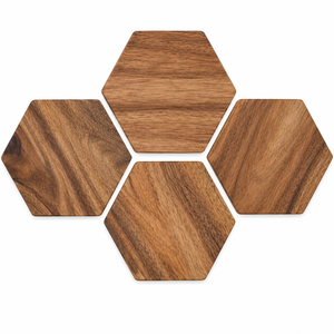 Handcrafted Walnut Wood <b>Coasters</b> with Premium Brass Inlay Square Wooden <b>Drink</b> Mats <b>for</b> Coffee Table & Bar Decor Best Price - Product Image 6
