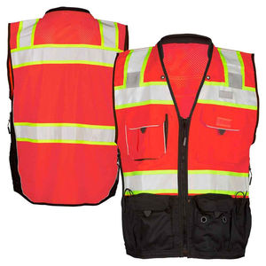 Gilet de sécurité industriel personnalisable 100% polyester, haute visibilité, classe 2 ANSI, imperméable, avec poches réfléchissantes LED - Product Image 1