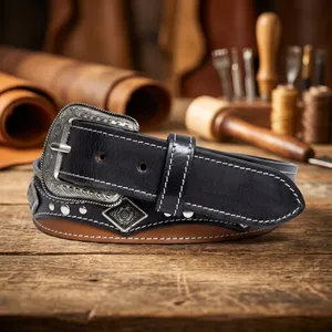 Ceinture en cuir de style ranch haut de gamme avec logo personnalisé, ceinture western, usine Divine International Inde - Product Image 5