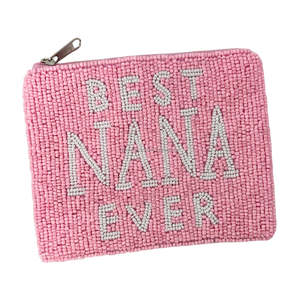 Portefeuille zippé personnalisé « Meilleure Nana de Tous les Temps », fait main pour perles de rocaille, pochette brodée, doublure en polyester doux, écologique, unisexe - Product Image 2