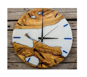 Top Selling Epoxy Resin Wood Quartz Movement Needle Display <b>Modern</b> Minimalist Custom Handmade <b>Wall</b> <b>Clock</b> for Home Office Decor - Product Image 4