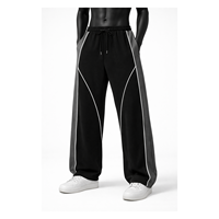 Pantalon de jogging unisexe taille haute à jambe large en toile, patchwork, décontracté, pour la détente, personnalisation, fournisseur OEM de vêtements de sport en gros