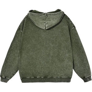 Sudaderas con Capucha de Felpa Lavada al Ácido 2025, para Hombre, Personalizadas, Corte Regular, Estilo Urbano Vintage, 100% Algodón, Verde Oscuro, Impermeables, Otoño, OEM - Product Image 2