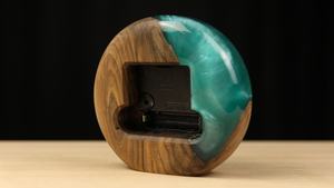 Classic Luxury Epoxy Resin & Wooden <b>Table</b> <b>Clock</b> Gifting Home Decor Handmade Customized Ocean Design Restaurants - Product Image 4