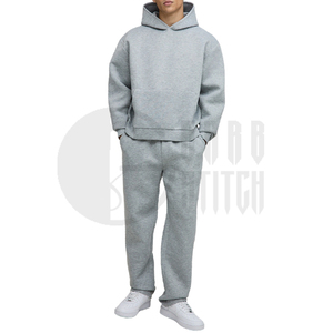 Conjunto Deportivo de 2 Piezas para Hombre, Sudadera con Capucha de Felpa Gruesa, Color Gris, Corte Holgado - Product Image 4