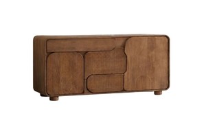 Premium Solid Acacia Wood Storage <b>Cabinet</b> Sideboard with Sculpted Doors Contemporary Wooden <b>Buffet</b> <b>Cabinet</b> - Product Image 2