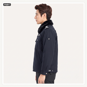 Chaqueta de Invierno para Guardia de Seguridad para Hombre con Cuello de Piel, Ropa de Trabajo de Algodón, Etiqueta Personalizada - Product Image 3