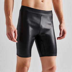 Pantalones Cortos de Cuero PU Sólido para Hombre, Cintura Elástica Alta, Transpirables, Ecológicos, para Ciclismo - Product Image 4