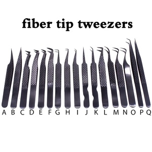 Private Label White Black wHITE Lash Tweezers Fiber Tip Custom Logo Fiber Tip Volume Lash <b>Extension</b> Fiber Tip Eyelash Tweezers - Product Image 2
