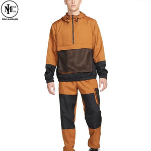 Conjunto Deportivo Cortavientos para Hombre de Inspiración Vintage, Chaqueta con Bloques de Color y Pantalones Jogger, Ropa Casual Urbana - Product Image 1