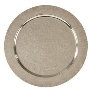 Assiette décorative vintage en métal, style assiette de présentation, finition dorée gravée, pour service de table de mariage et d'événements - Product Image 6