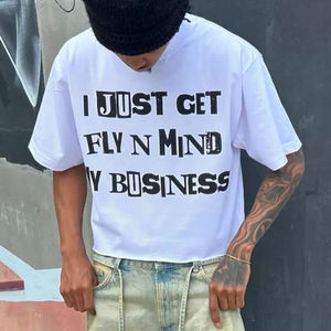T-shirt court personnalisé OEM pour homme, style streetwear, 100 % coton, col en V, 180 g, coupe oversize, épaules tombantes, coupe carrée, écologique et respirant - Product Image 3