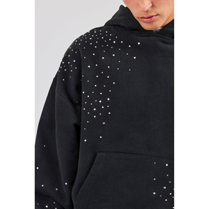 High Quality 380 GSM Oversized <b>Rhinestone</b> Pullover Hoodie Custom Fleece Crystal Streetwear Winter Digital Printing Unisex <b>Jacket</b> - Product Image 3