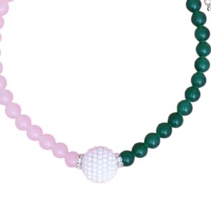Collar de Perlas de Vidrio Rosa y Verde para Mujer, Joyería Elegante y a la Moda, Collar de Cuentas Hecho a Mano, Accesorio de Estilo - Product Image 2