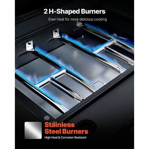 Piastra a Gas Portatile a 2 Bruciatori da 22 Pollici con Coperchio, Foro di Scarico Olio e Vassoio di Raccolta per Campeggio - Product Image 4