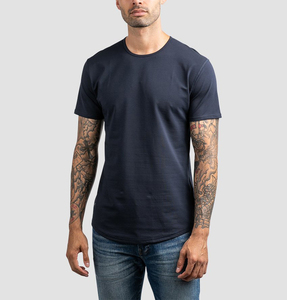 Camiseta de Algodón Premium con Dobladillo Curvo, Corte Ajustado, Cuello Redondo, Manga Corta, Lisa, con Logotipo Personalizado para Hombre, Venta al Por Mayor, Fabricante OEM - Product Image 5