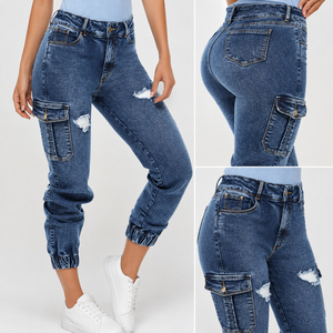 Pantalon en jean déchiré taille haute, style décontracté, longueur cheville, lot de stock du Bangladesh, vente en gros de jeans en denim - Product Image 1
