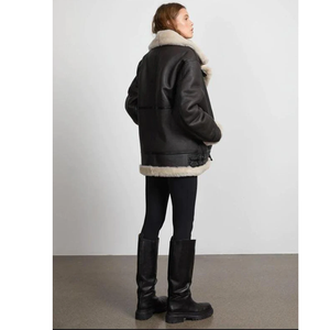 Veste d'hiver pour femme en cuir véritable à 100 %, doublure en fausse fourrure de renard, écologique, respirante, logo personnalisé, grande taille, fabriquée à la main au Pakistan - Product Image 5
