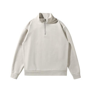 Pull à col zippé pour homme en molleton épais, coupe décontractée, avec logo personnalisé, style streetwear, marque personnalisée, vente en gros - Product Image 5