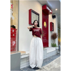 Pantalon taille basse pour femme à prix avantageux, 220 g/m², taille élastique, streetwear d'été, avec nœud, 100 % polyester, fabricant vietnamien ODM OEM - Product Image 3