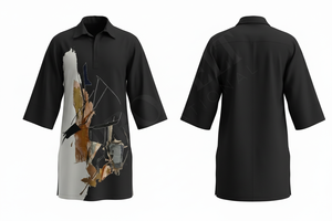 Apparel Clothing Custom Abstract Art Design Stylish Half Sleeve Casual Wear Trendy Cotton Blend Fashionable <b>Dress</b> Shirts For <b>Men</b> - Product Image 3