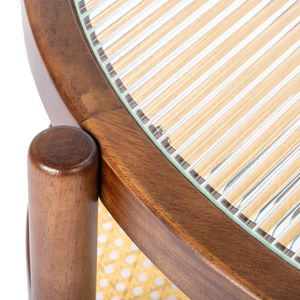 Tavolino da Caffè in Rattan Fatto a Mano Stile Boho da 80 cm con Piano in Vetro per Soggiorno, Patio o Balcone - Product Image 5