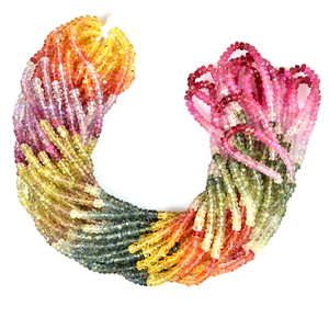 Cuentas Rondelle facetadas de zafiro múltiple Cuentas preciosas de arcoíris Cuentas de zafiro múltiple - Product Image 3