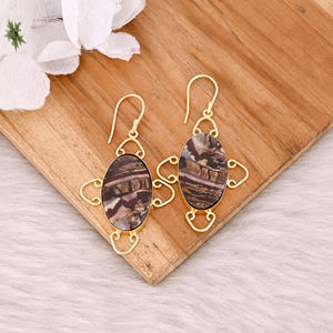 Classic Malinga Jasper <b>Yellow</b> Gold Plated Brass Drop Earrings Trendy Style Brass Earring Weddings Parties Fashionable Gift Women - Product Image 2