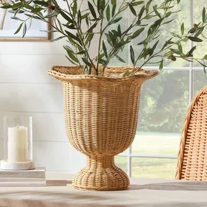 Jarrón de Ratán Hecho a Mano de Primera Calidad con Detalle Trenzado, Jarrón Tejido Vintage como Centro de Mesa, Regalo Ideal para la Inauguración de una Casa - Product Image 5