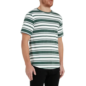 Camiseta de algodón a rayas de manga corta personalizable de alta calidad para hombre, ropa informal, camiseta de algodón de primera calidad para hombre - Product Image 5