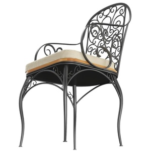 KHP Traditional-style European Wrought Iron <b>Garden</b> Chair Rust-resistant Easy Move Painted Finish Eco-Friendly Outdoor - Product Image 2