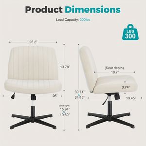 Sedia a dondolo girevole girevole ampia scrivania senza braccioli a gambe incrociate per ufficio casa tessuto compito Vanity sedia per Gaming soggiorno - Product Image 2