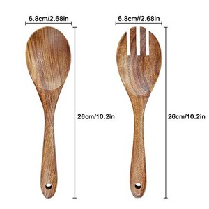 Juego de Ensaladeras de Madera de Acacia con Cucharas para Servir - Cuencos de Madera Hechos a Mano al por Mayor - Product Image 3