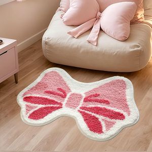 Tappeto da Bagno Rosa con Fiocco 50x80 cm, Tappetino Morbido Super Assorbente Antiscivolo, Forma Irregolare con Bordo Beige - Product Image 6