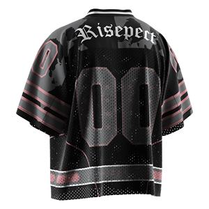 Custom American Football Jersey Black <b>Mesh</b> V-Neck <b>Short</b> Sleeve Breathable Digital Print Front Team Uniform Unisex Adult Size - Product Image 2