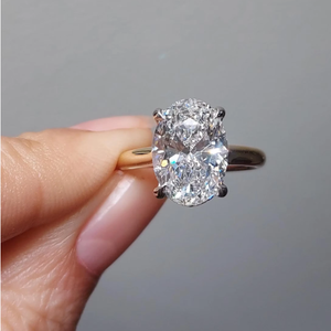 Anillo de Compromiso Premium con Diamante Cultivado en Laboratorio de Corte Ovalado de 4 Quilates, Chapado en Oro de 18K, Joyería Unisex Moderna Certificada - Product Image 6