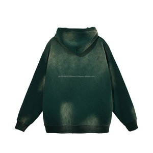 380gsm Acid Wash Distressed Wholesale Hoodies in <b>Sock</b> No String Oversized Drop Shoulder Polar <b>Fleece</b> Cotton Fabric Long Sleeve - Product Image 2