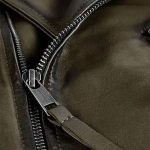 STYLISH FORMAL FRINGED <b>SUEDE</b> LEATHER <b>JACKETS</b> with STAND COLLAR and FRONT LOGO WINTER WATERPROOF - Product Image 3